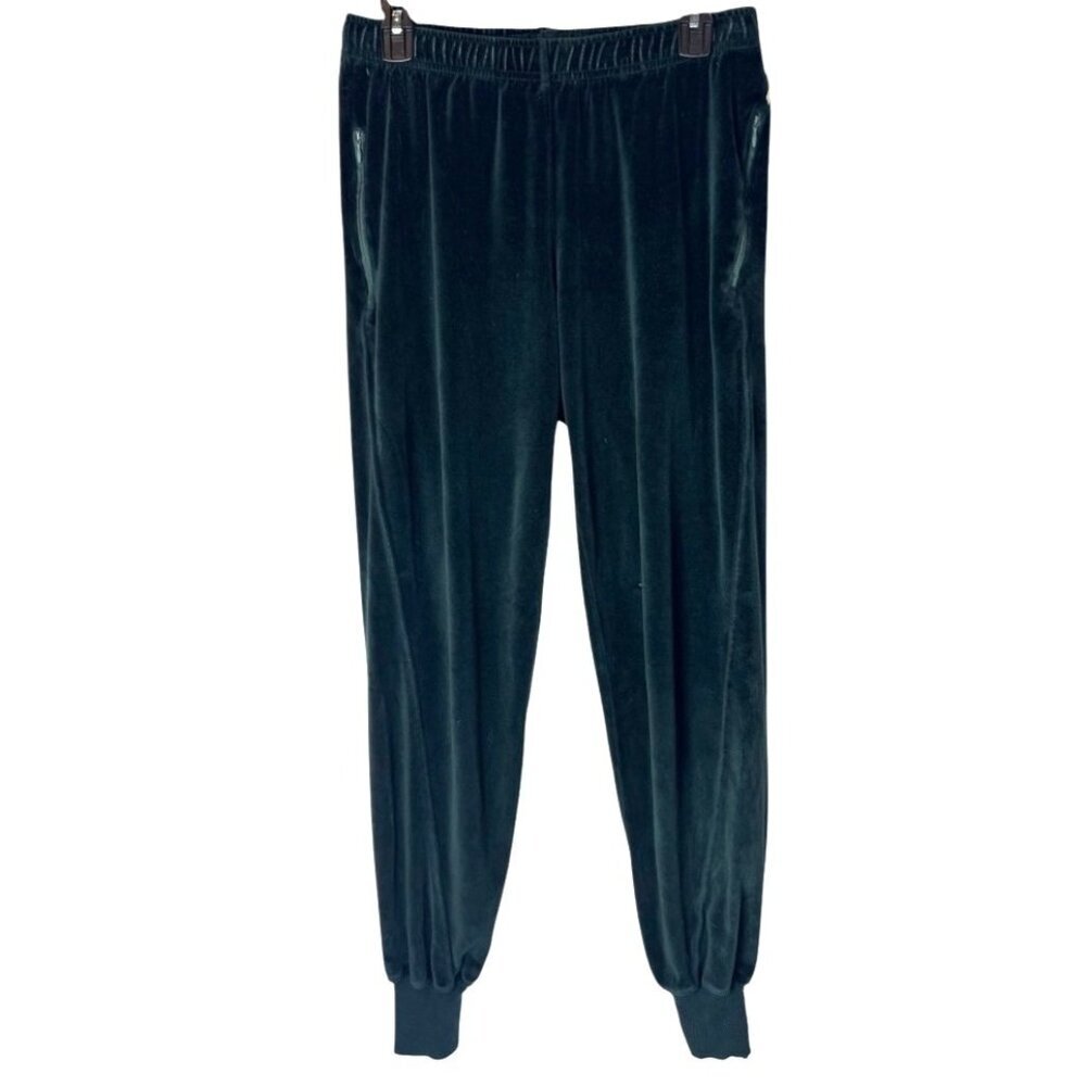 Good American Pants Women Medium Emerald Green Twisted Seam Velour Joggers